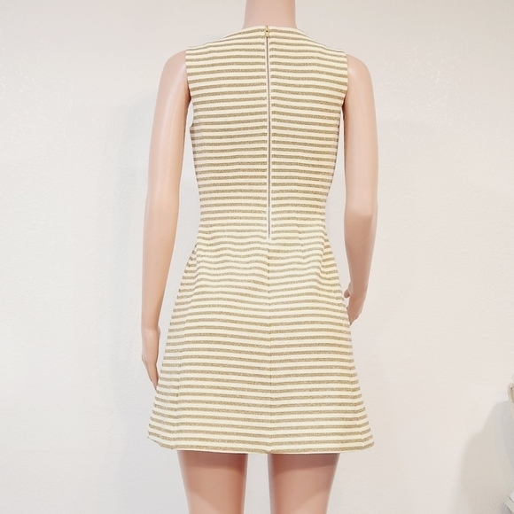 Lilly Pulitzer Brielle Gold Cameo White Ottoman Stripe Fit Flare Dress Size: XS - Picture 9 of 16